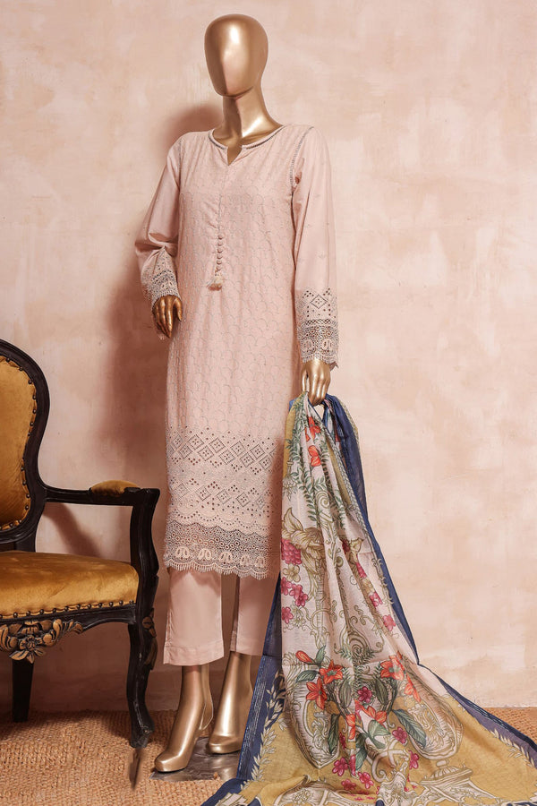 Sada Bahar Stitched 3 Piece Chikankari Collection'2023-CK1-Fawn