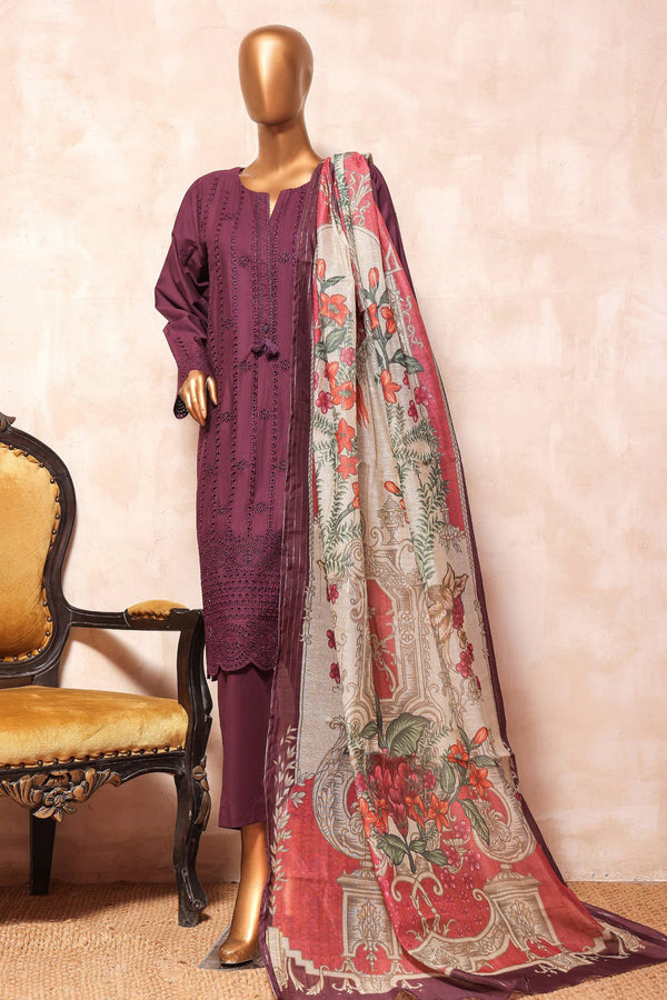 Sada Bahar Stitched 3 Piece Chikankari Collection'2023-CK1-Magenta