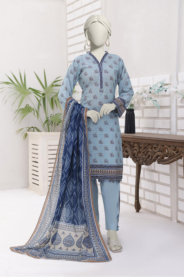 Almeerah Unstitched 3 Piece Stripe Dora Luxury Lawn Vol-02 Collection'2025-Celestial Teal