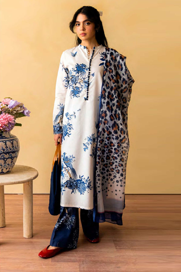 Coco Prints By Zara Shah Jahan Unstitched 3 Piece Digital Printed Lawn Collection'2024-D-03-Indigo