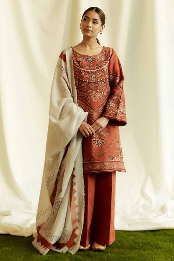 Coco By Zara Shah Jahan Unstitched 3 Piece Winter Collection'2024-D-04-B-Topaz