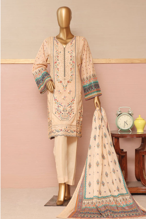Bin Saeed Stitched 3 Piece Embroidered Summer Lawn Collection'2023-SMLF-137-Skin