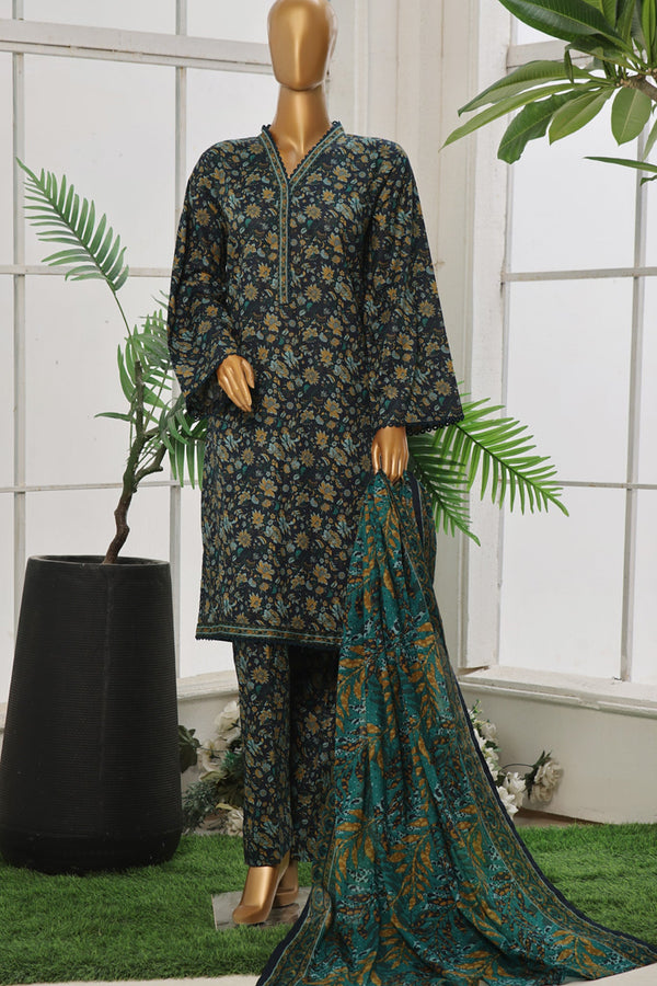 Bin Saeed Stitched 3 Piece Exclusive Cotton Vol-02 Collection'2024-WC-1071-Teal