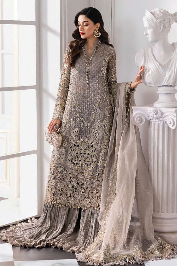 Mbroidered By Maria B Unstitched 3 Piece Wedding Collection'2025-BD-3006 - Grey