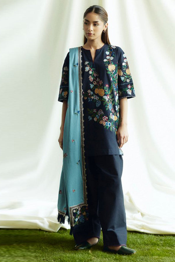 Coco By Zara Shah Jahan Unstitched 3 Piece Winter Collection'2024-D-07-B-Onyx