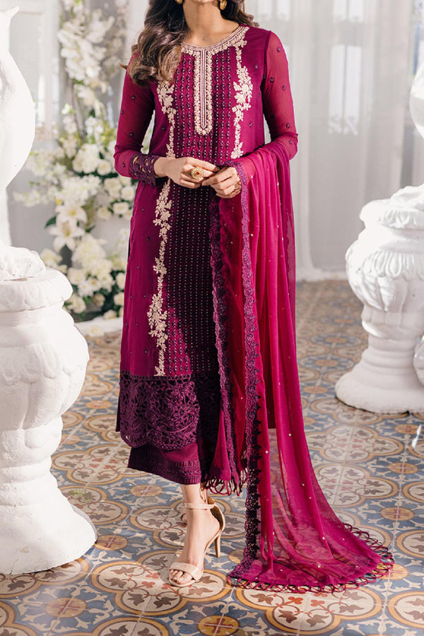 Eid Drop 1 By Azure Unstitched 3 Piece Ensembles Chiffon Collection'2024-D-08-Merlot Muse