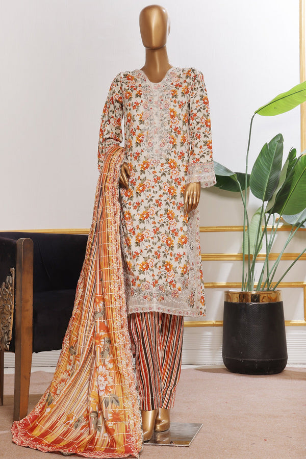 Bin Saeed Stitched 3 Piece Open Front Cutwork Kari Collection'2025-SM-2114-Skin