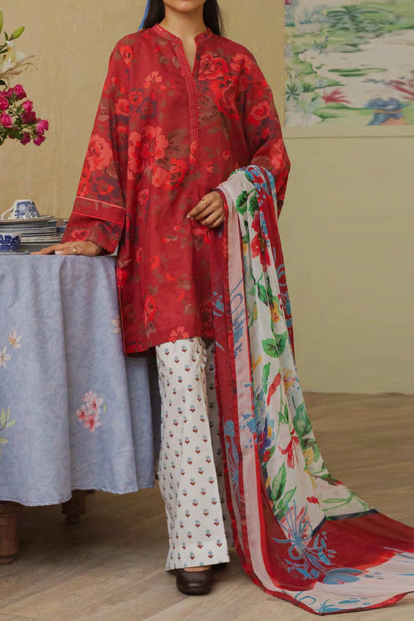 Coco Prints By Zara Shah Jahan Unstitched 3 Piece Digital Printed Lawn Collection'2024-D-09-Pomegrante