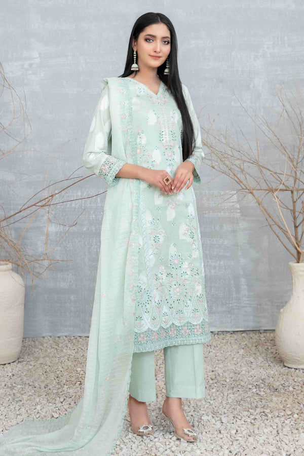 Izara By Tawakkal Unstitched 3 Piece Emb Lawn Collection-D-1092 - Mint