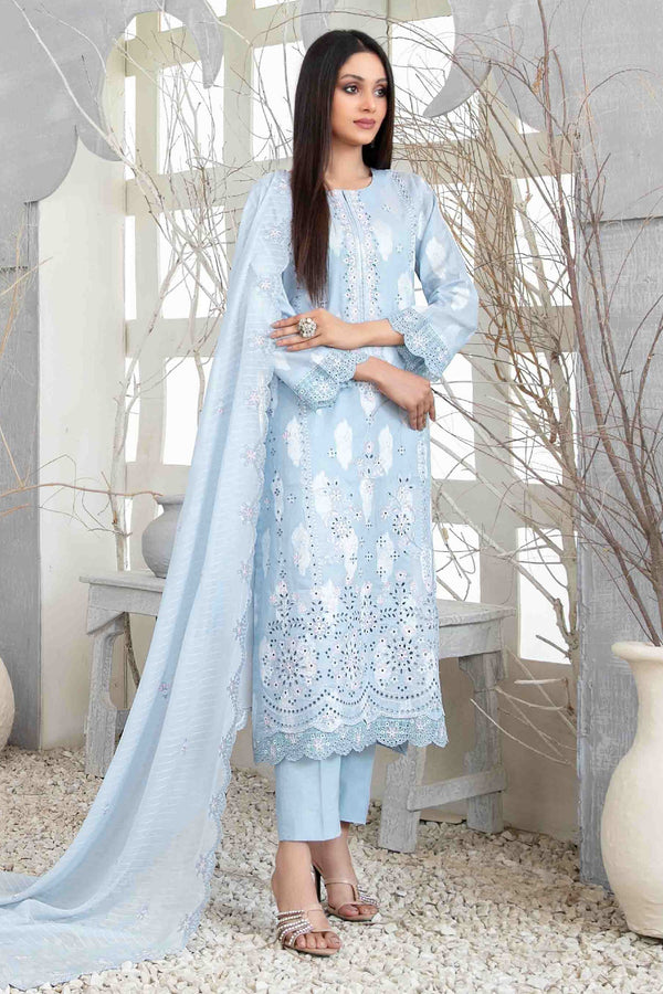 Izara By Tawakkal Unstitched 3 Piece Emb Lawn Collection-D-1093 - Ice