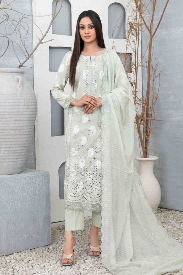 Izara By Tawakkal Unstitched 3 Piece Emb Lawn Collection-D-1094 - Mint