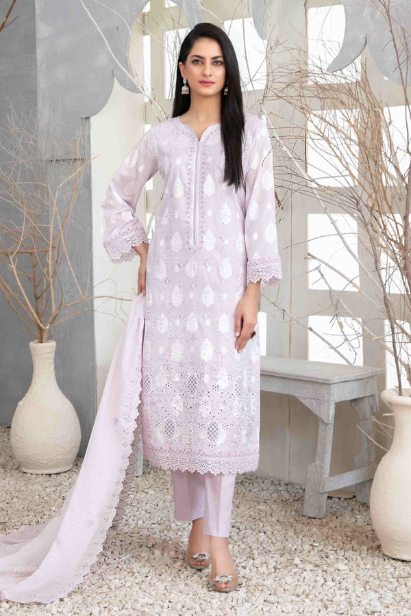 Izara By Tawakkal Unstitched 3 Piece Emb Lawn Collection-D-1096 - Lilac