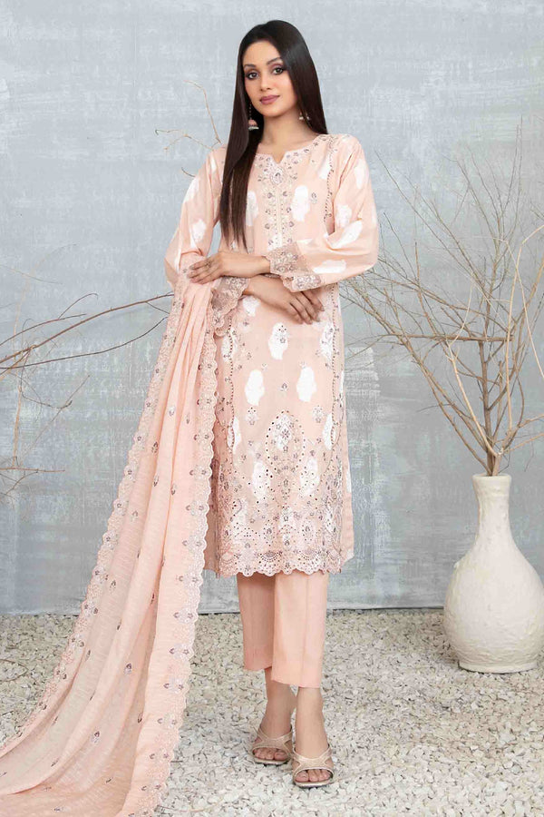 Izara By Tawakkal Unstitched 3 Piece Emb Lawn Collection-D-1097 - Peach