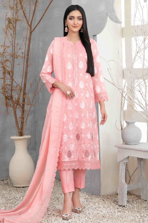 Izara By Tawakkal Unstitched 3 Piece Emb Lawn Collection-D-1100 - Pink