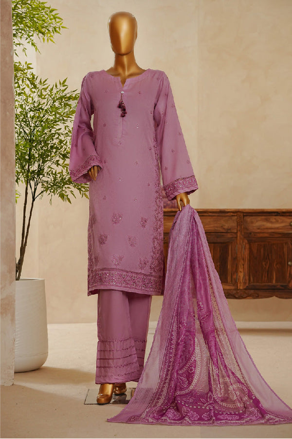 Muse By Hz Stitched 3 Piece Emb Dobby Jacquard Vol-04 Collection'2025-Dej-3P-025-Blush Pink