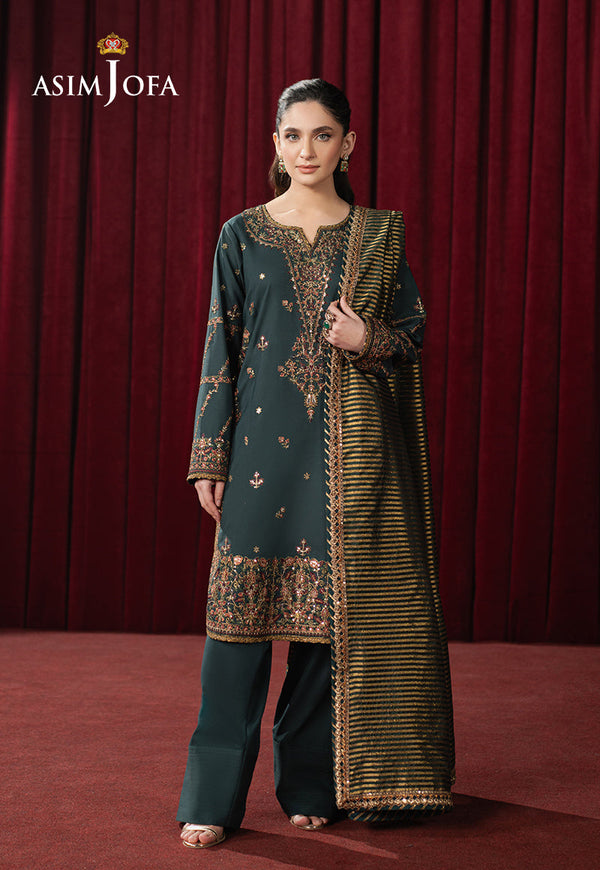 Asim Jofa Premium Festive Ajpf-05 Embroidered Silk 3 Pcs