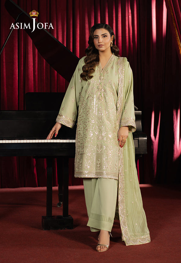 Asim Jofa Premium Festive Ajpf-22 Embroidered Boski Silk 3 Pcs