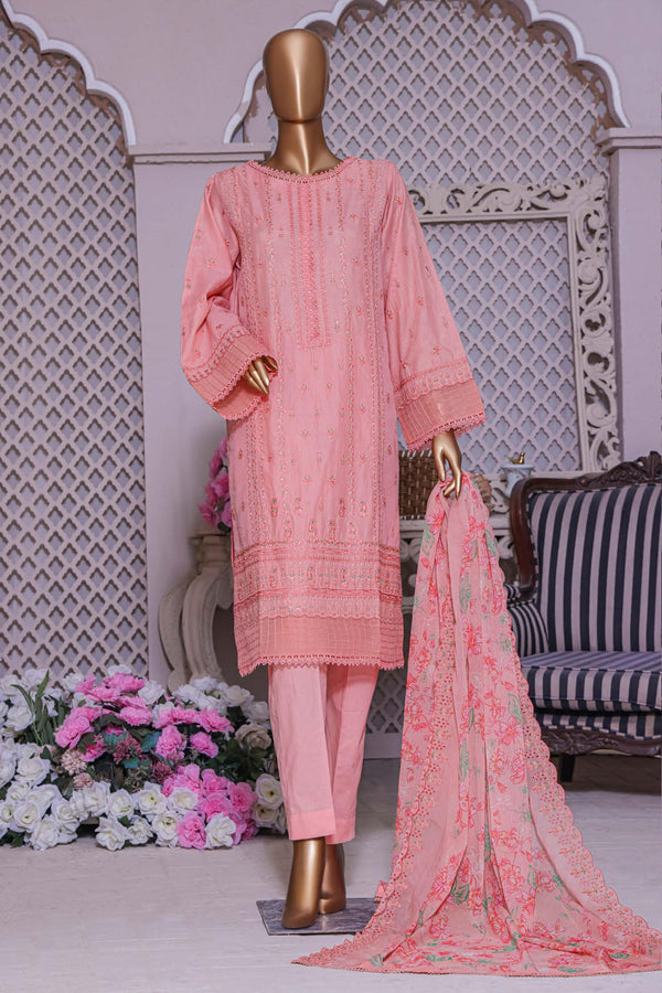 Bin Saeed Stitched 3 Piece Dhagga Kari Summer Collection'2023-DZ-011-A-Peach