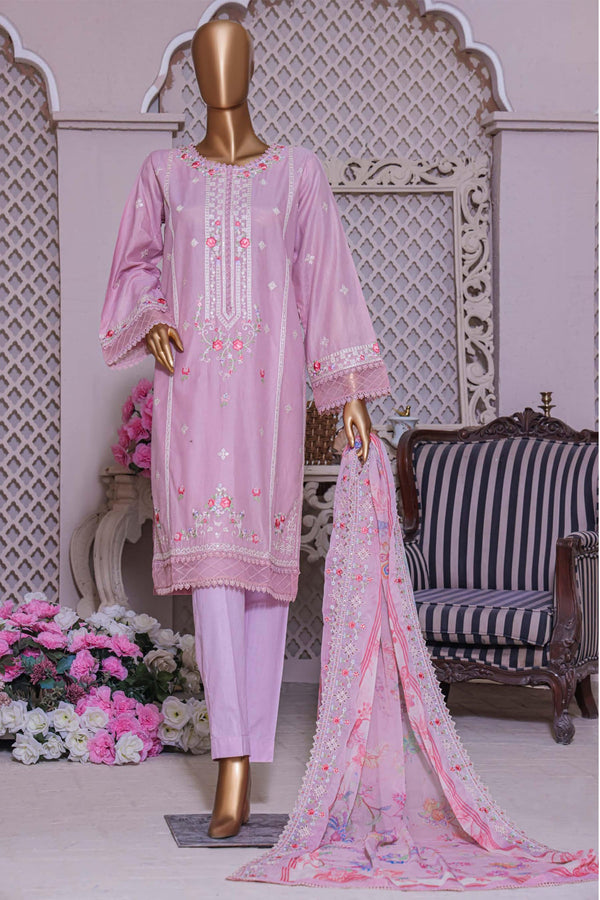 Bin Saeed Stitched 3 Piece Dhagga Kari Summer Collection'2023-DZ-01-A-Pink
