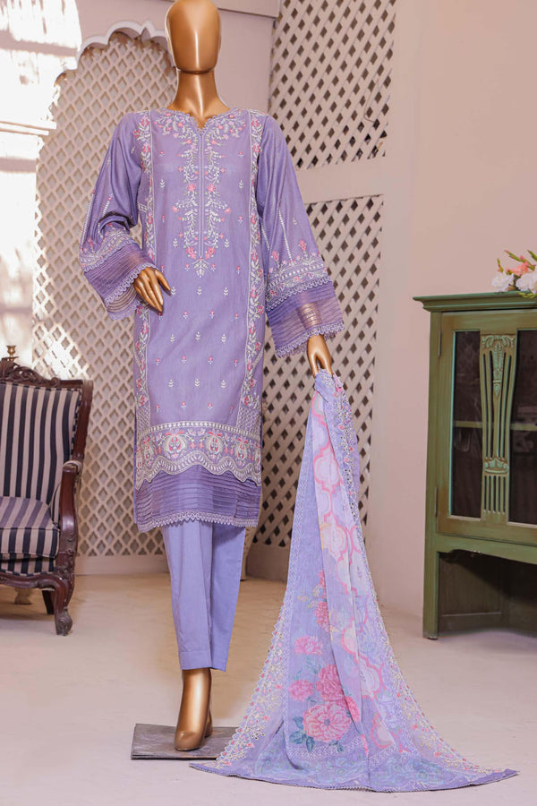 Bin Saeed Stitched 3 Piece Dhagga Kari Summer Collection'2023-DZ-07-A-Mauve