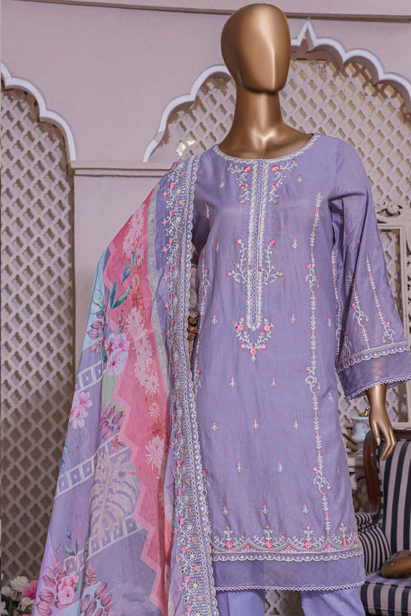 Bin Saeed Stitched 3 Piece Dhagga Kari Summer Collection'2023-DZ-07-B-Mauve