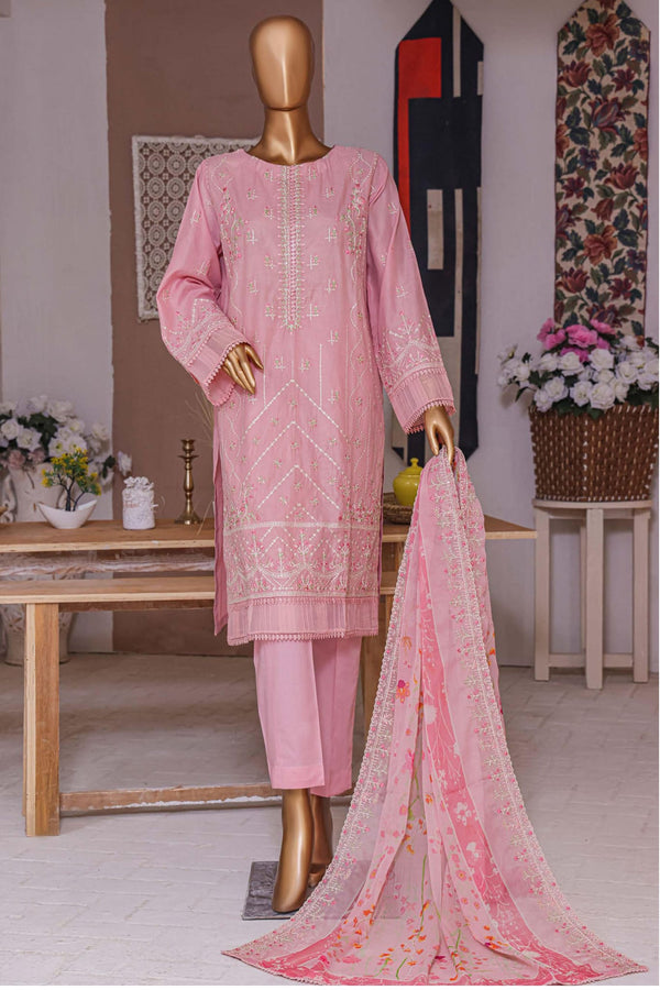 Bin Saeed Stitched 3 Piece Dhagga Kari Summer Collection'2023-DZ-09-A-Pink