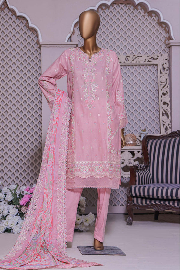 Bin Saeed Stitched 3 Piece Dhagga Kari Summer Collection'2023-DZ-09-B-Pink