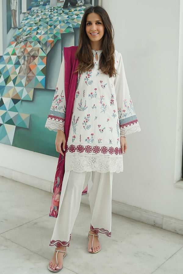 Festive Edit By Sahar Unstitched 3 Piece Emb Lawn Vol-02 Collection-EL-V2-S25-05-Dream-Plum - White
