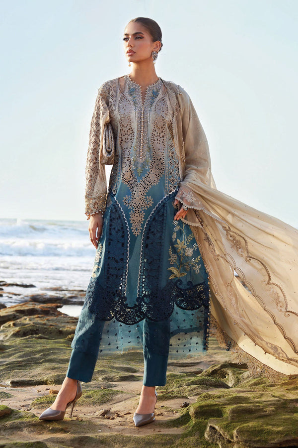 Maria B Unstitched 3 Piece Luxury Lawn Eid II Collection'2025-EL25-08 - Coffee