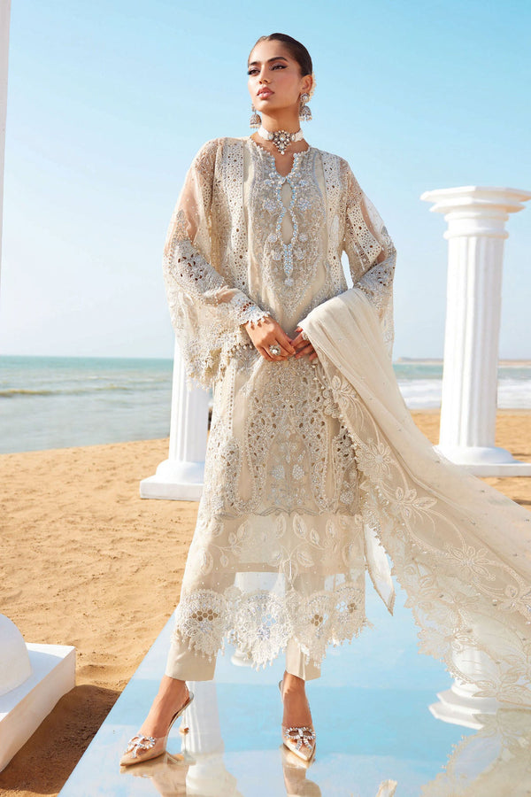 Maria B Unstitched 3 Piece Luxury Lawn Eid II Collection'2025-EL25-09 - Ivory
