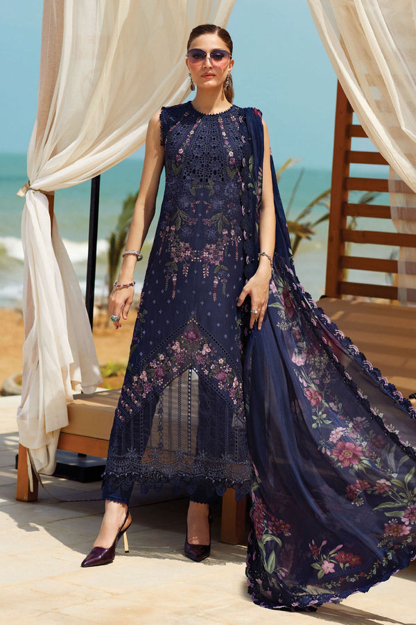 Maria B Unstitched 3 Piece Luxury Lawn Eid II Collection'2025-EL25-10 - Navy Blue