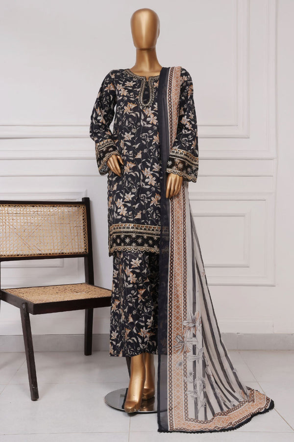 Malika By Sada Bahar Stitched 3 Piece Emb Festive Vol-03 Collection'2025-EMB-1514-Black
