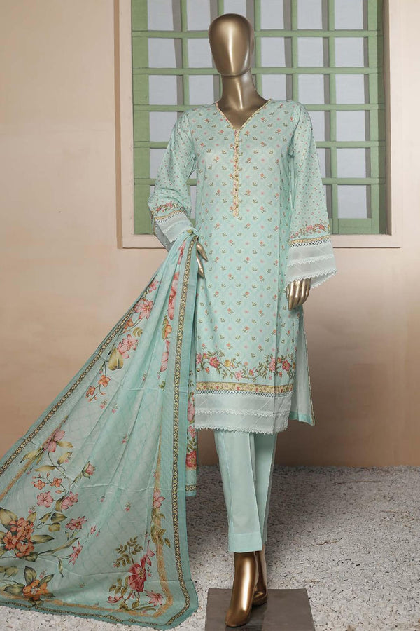 Maryam Noor by Bin Saeed Stitched 3 Piece Lawn Collection'2023-F-0398-Ferozi