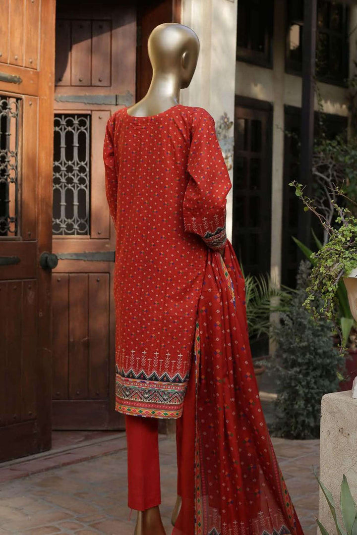 Affifa by Bin Saeed Stitched 3 Piece Embroidered Lawn Vol-03 Collection'2023-F-0402-Red