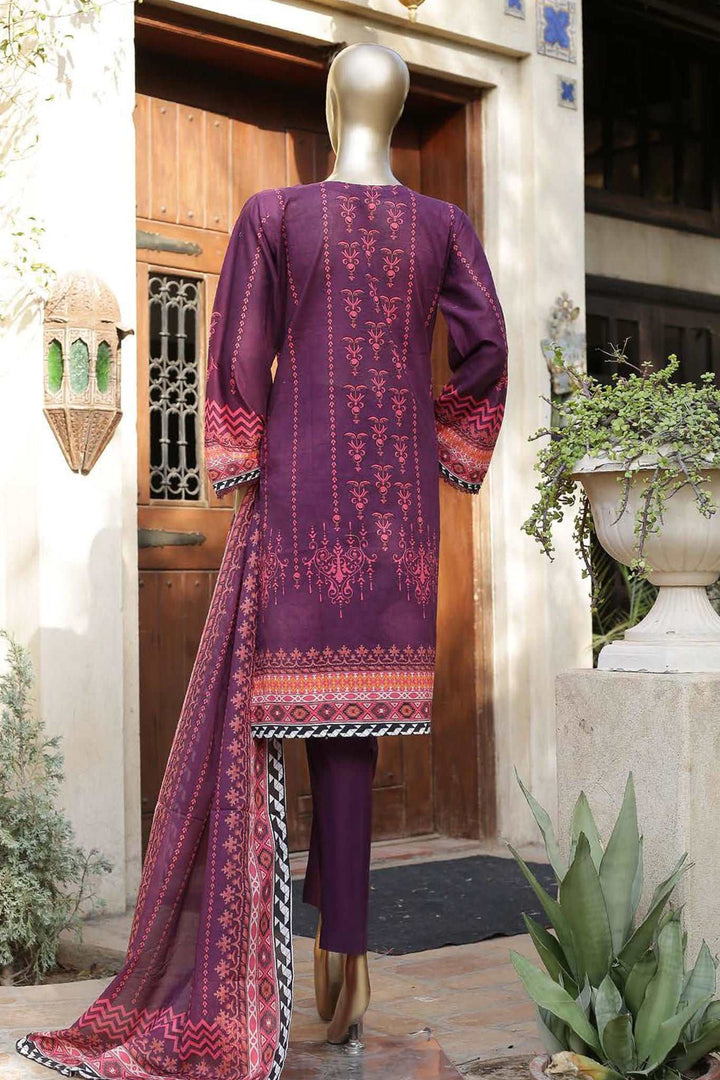 Affifa by Bin Saeed Stitched 3 Piece Embroidered Lawn Vol-03 Collection'2023-F-0403-Purple