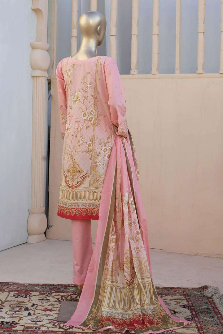 Affifa by Bin Saeed Stitched 3 Piece Embroidered Lawn Vol-01 Collection'2023-F-0419-Pink