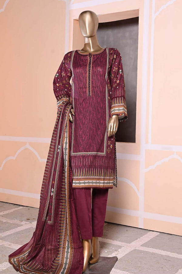 Maryum Noor by Bin Saeed Stitched 3 Piece Printed Lawn Vol-03 Collection'2023-F-0467-Maroon