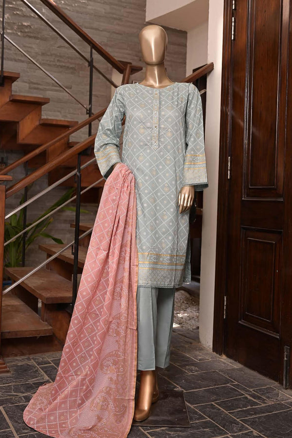 Maryam Noor by Bin Saeed Stitched 3 Piece Lawn Collection'2023-F-0527-Grey