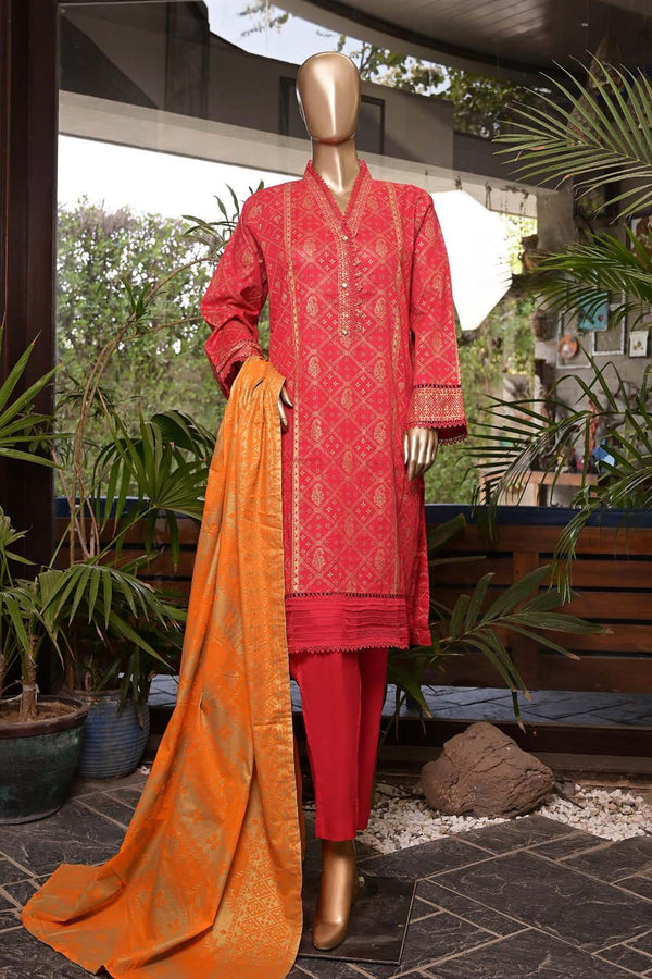 Maryum Noor by Bin Saeed Stitched 3 Piece Printed Lawn Vol-02 Collection'2023-F-0534-Red