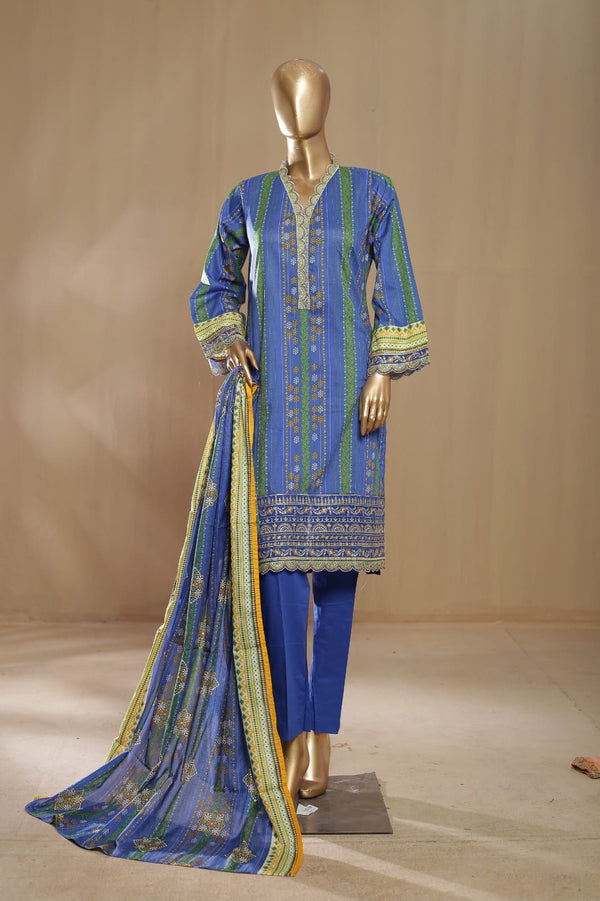 Bin Saeed Stitched 3 Piece Embroidered Lawn Collection'2023-F-0550
