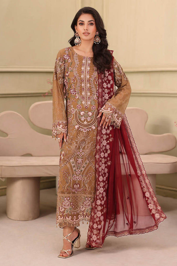 Ramsha Unstitched 3 Piece Luxury Chiffon Vol-27 Collection'2025-F-2702 - Mustard