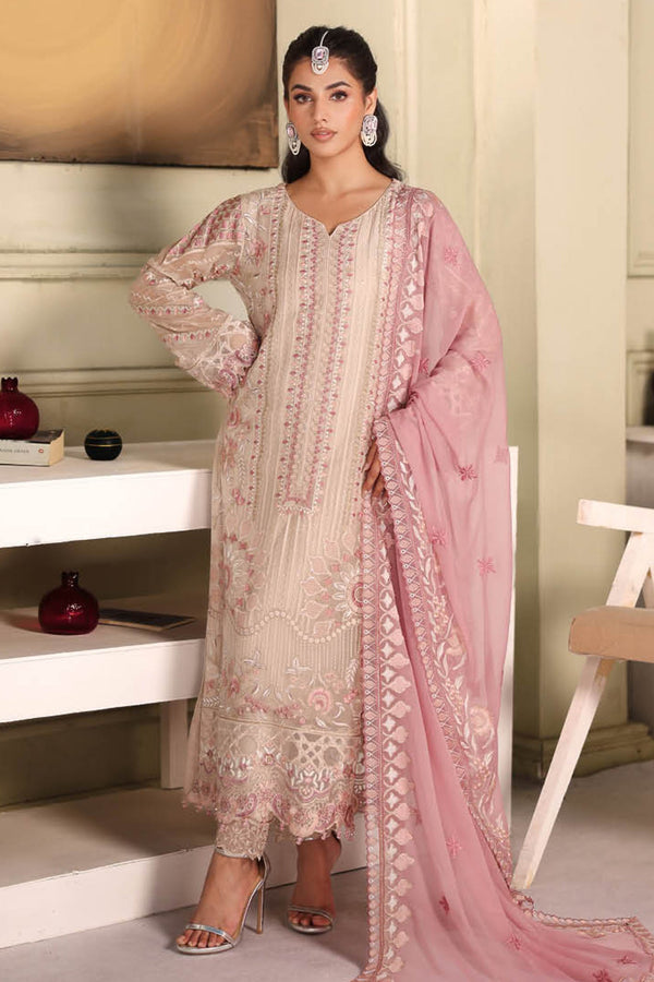 Ramsha Unstitched 3 Piece Luxury Chiffon Vol-27 Collection'2025-F-2704 - Skin