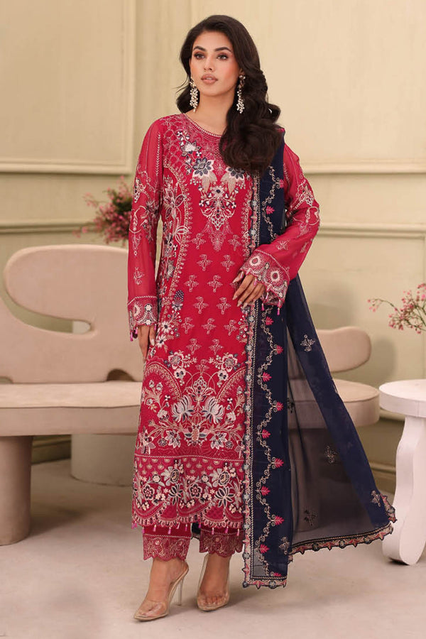 Ramsha Unstitched 3 Piece Luxury Chiffon Vol-27 Collection'2025-F-2705 - Dark Pink
