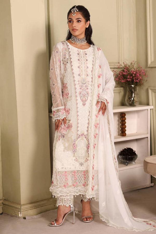 Ramsha Unstitched 3 Piece Luxury Chiffon Vol-27 Collection'2025-F-2706 - White