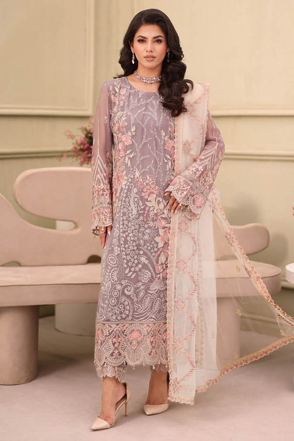 Ramsha Unstitched 3 Piece Luxury Chiffon Vol-27 Collection'2025-F-2712 - Grey
