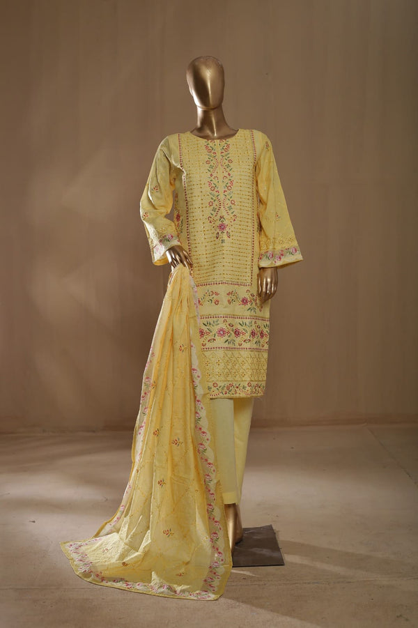 Bin Saeed Stitched 3 Piece Embroidered Lawn Collection'2023-F-0480-A