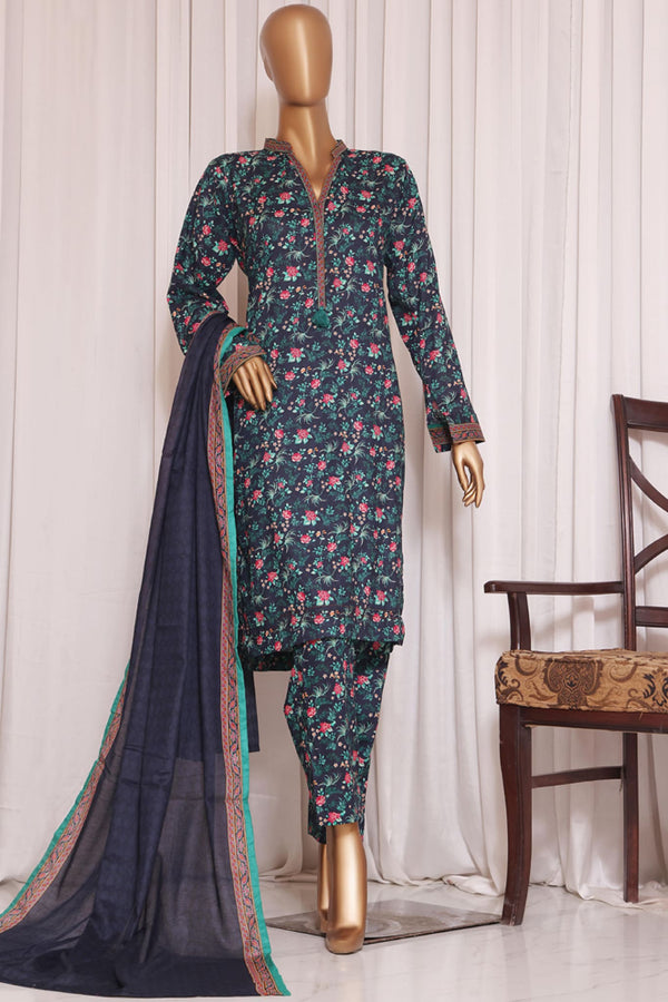 Momina Noor by Bin Saeed Stitched 3 Piece Printed Lawn Vol-02 Collection'2023-F-0506-Blue