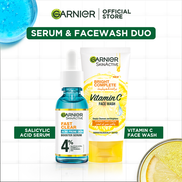 Garnier- Bright Complete Vitamin C Facwash + Salicylic Acid Serum