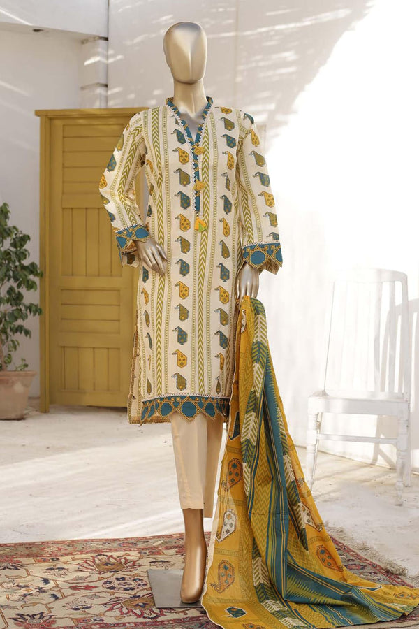 Maryam Noor by Bin Saeed Stitched 3 Piece Lawn Collection'2023-F-0611-Yellow