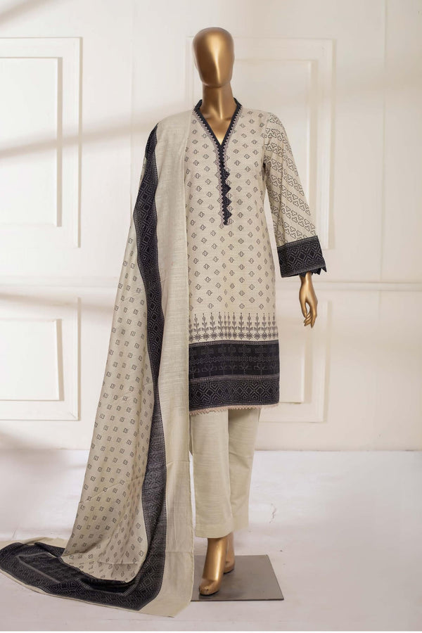 Bin Saeed Stitched 3 Piece Printed Khaddar Collection'2022-KF-077-Skin